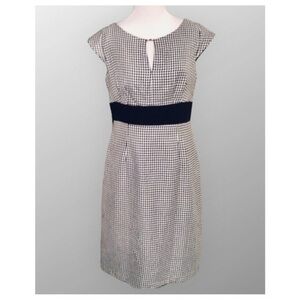 Bice Black & White Houndstooth Cap Sleeve Sheath Knee Length Modest Dress 8